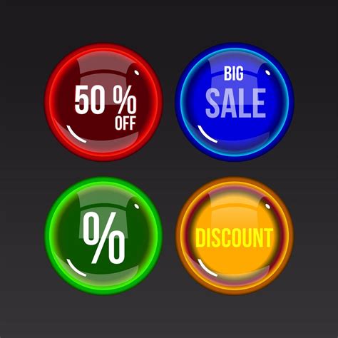 Colorful Sales Glossy Buttons On Dark Background 607070 Vector Art At