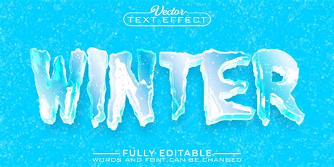 Premium Vector Cartoon Ice Winter Vector Editable Text Effect Template