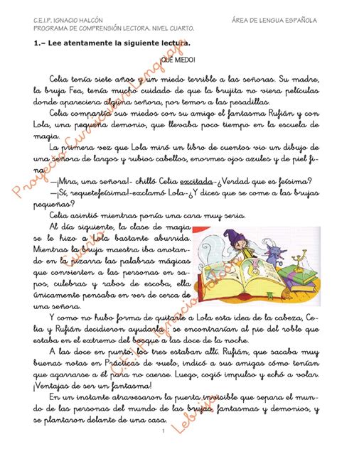 Lecturas Comprensivas Cuarto Primaria Castillo Idiomas