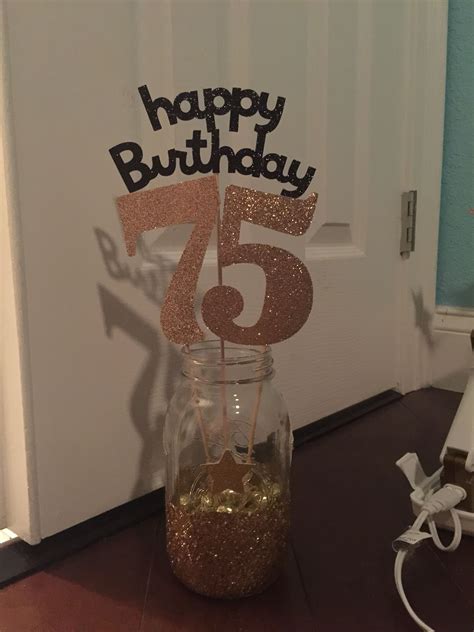 She used a small table top a center piece for grandma. 75th Birthday Centerpiece Decoration | 75th birthday ...