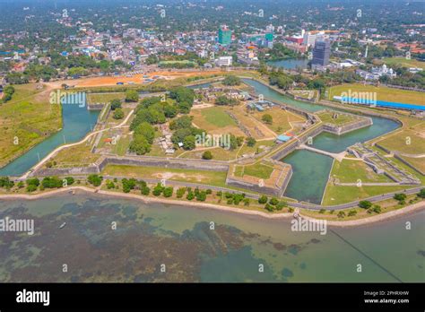 Aerial View Of Coast Of Jaffna And Old Military Fortress In Sri Lanka