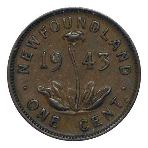 1943 C Newfoundland 1 Cent Small Penny Coin Roll Circulated