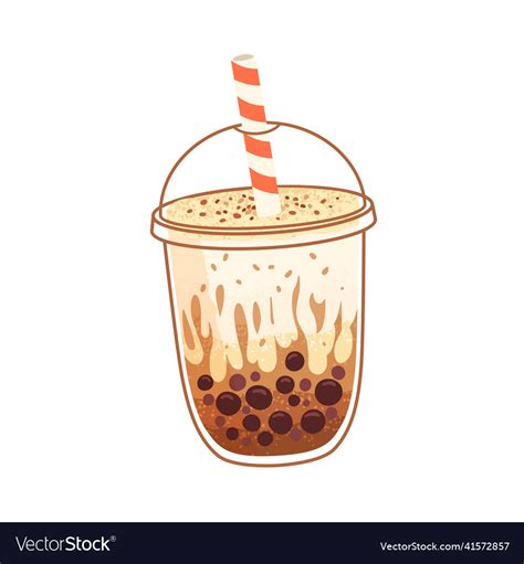 Bubble Milk Tea With Coffee Flavor And Boba Pearls