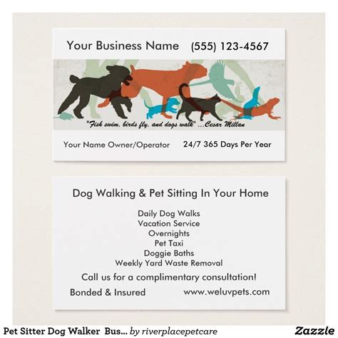 Pet Sitter Dog Walker Business Card Dog Walker Business