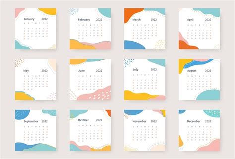 Kalender 2022 Sjabloon 2022 Kalender Planner Sjabloon Set Premium Vector