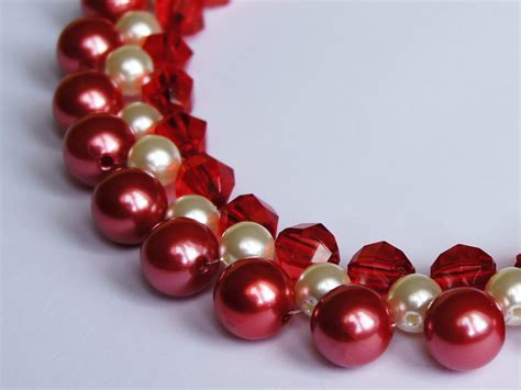 Fio De Coco Bijuteria Colar Pearls And Red