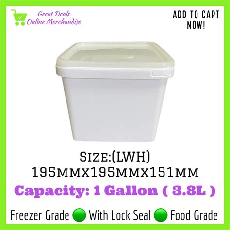 38l Square Ice Cream Container White Food And Freezer Grade Shopee