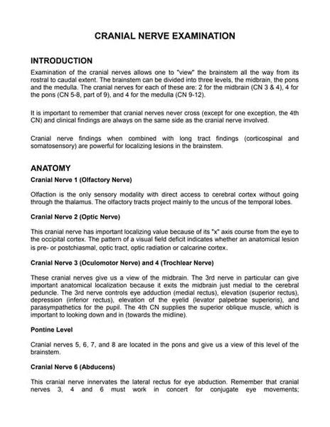 Clinical Examination Of Cranial Nerves