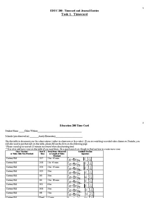 Educ 280 Signature Assignment Timecard And Journal Entries 1 Pdf