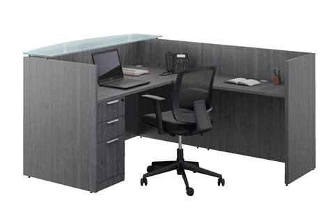 Newport Gray Modern L Shaped Reception Desk Pl Laminate By Harmony