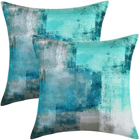 Esafio 2 Pack Decorative Teal Throw Pillow Covers Turquoise Pillow