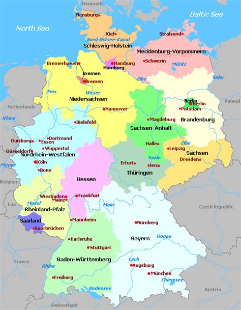 The map shows germany and neighboring countries with international borders, the national capital map of germany. Germany