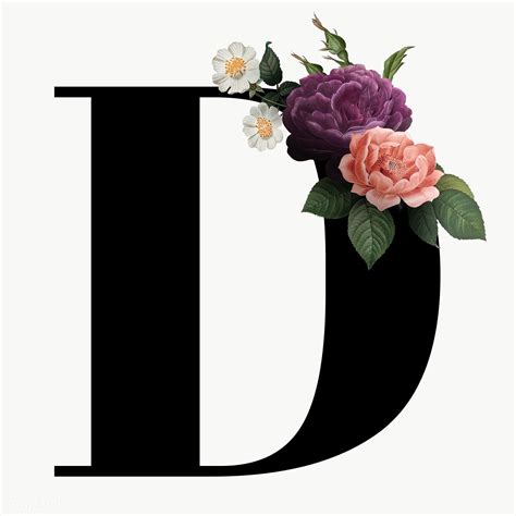 Classic And Elegant Floral Alphabet Font Letter D Transparent Png
