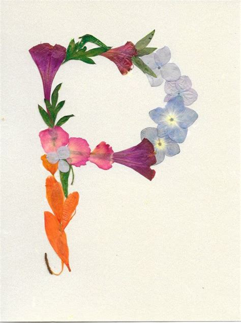 Letter P Monogram Original Pressed Flower Art Framed Art Wall Art