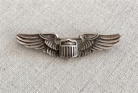 Wwii Sterling Wings Pin Vintage Air Force Military Militaria Sterling Silver Pilot Wing Lapel Pin