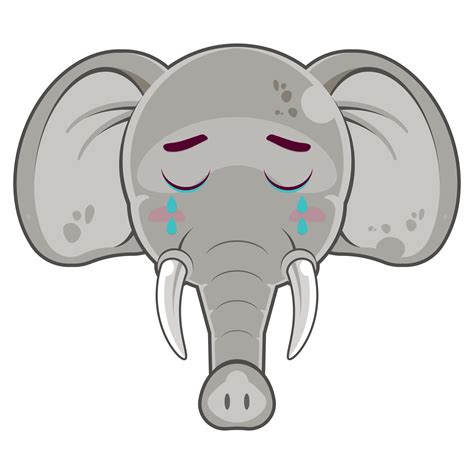 Elefante Llorando Cara Dibujos Animados Linda 20998084 Png