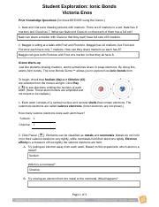 Get free gizmo answer key student exploration ionic bonds. Ionic Compound Activity .doc - Name Date Student ...
