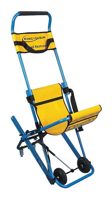 It is folding and its frame is made of aluminium. EVAC-CHAIR Aluminum Stair Chair with 400 lb Weight Capacity, Blue Textured Frame With Yellow ...