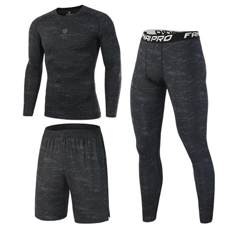 3 pieces compression men s sport suits quick dry running sets bodybuilding clothes sports