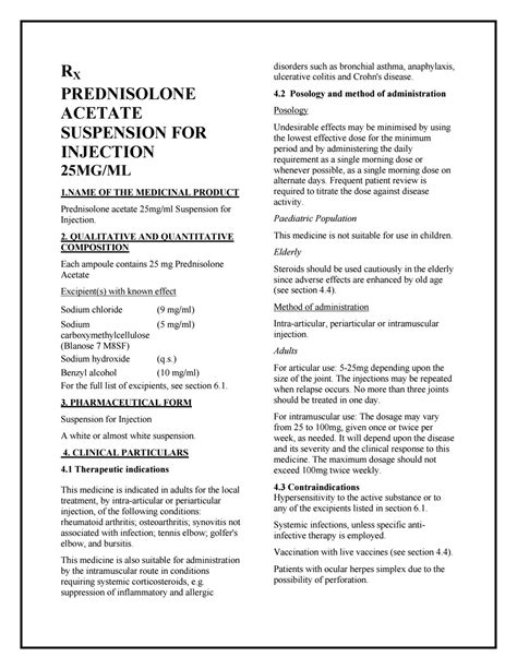 Prednisolone Acetate 25mgml Suspension For Injectionsmpc Taj