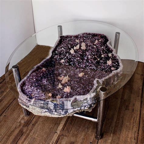 Amethyst Geode Coffee Table With Calcite Drusy Stunning Large Amethyst