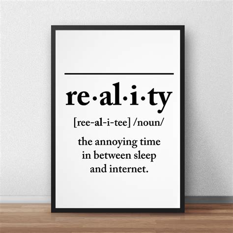 Reality Definition, Definition Wall Art Posters and Prints, Funny ...