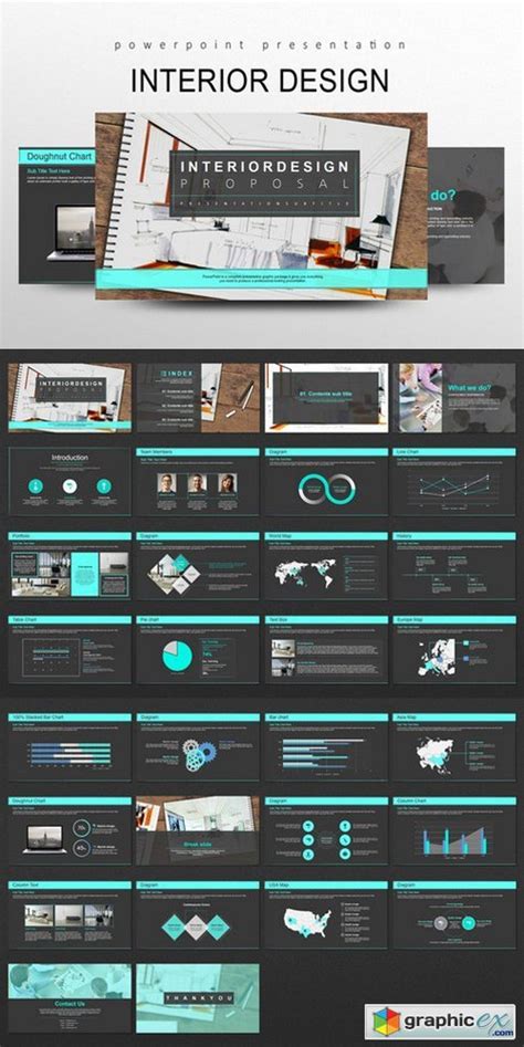 Interior Design Powerpoint Templates Free Download Vector Stock Image