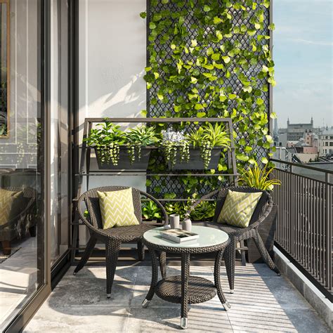 Modern Spacious Balcony Design With Railing And Plants Livspace