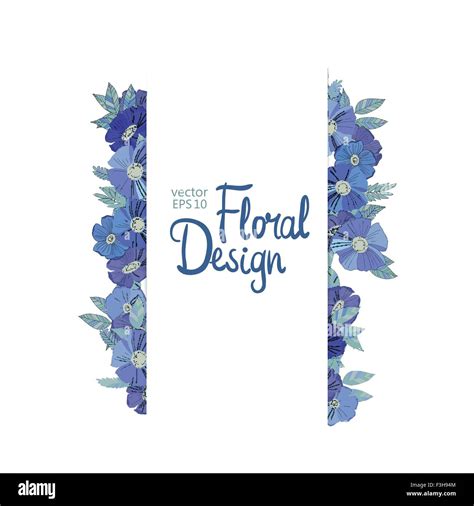 Blue Floral Border Made With Wildflowers Stock Vector Image Art Alamy