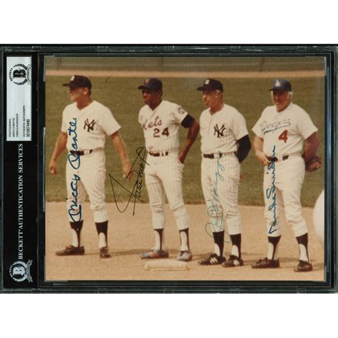 Baseball Hall Of Famers 8x10 Photo Signed By 4 With Mickey Mantle