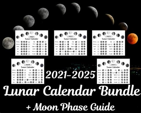 2021 2025 Lunar Calendar Bundle Plus A Moon Phase Grimoire Etsy