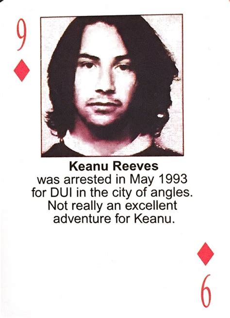 Keanu Reeves 1993 Mugshot Keanu Reeves Deck Of Cards Mug Shots