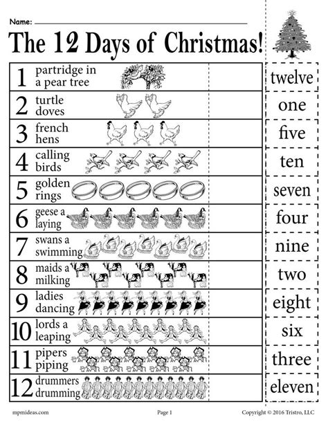 Practice skills like math, reading, and more. FREE "12 Days of Christmas" Number Recognition Worksheet! - SupplyMe