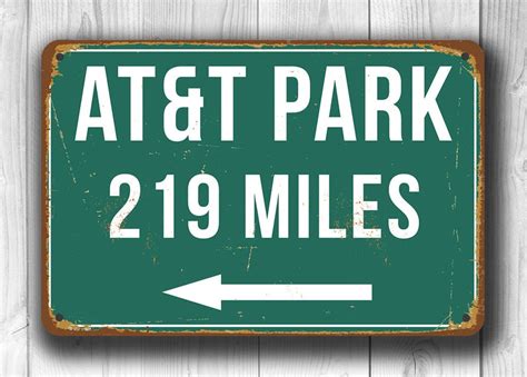 Personalized Atandt Park Distance Sign Atandt Park Stadium Etsy