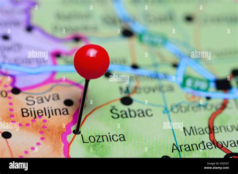 Loznica Pinned On A Map Of Serbia Stock Photo Alamy