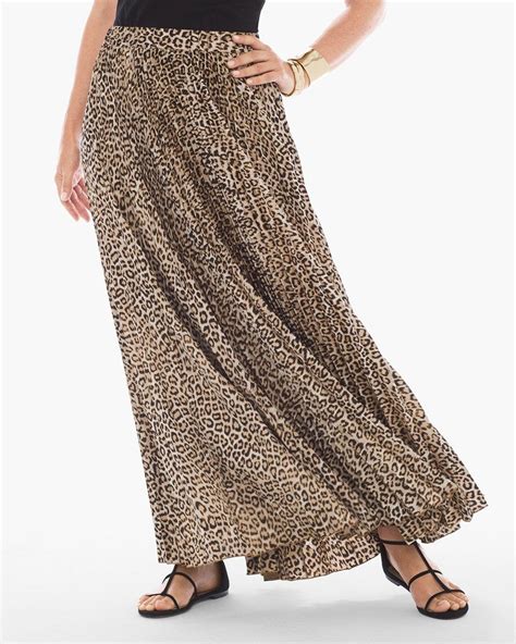 Leopard Maxi Skirt Knife Pleated Skirt Pleated Maxi Skirt Printed