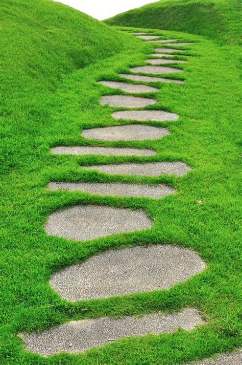 Stone Path On Green Grass Stock Image Image Of Park 27422745