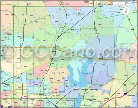 Collin County Texas Zip Code Boundary Map