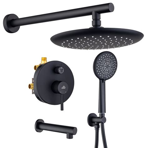 matte black wall mounted rain shower faucet with pressure balanced valve shower systems at