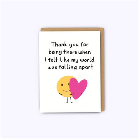 Thank You Card For Being There Card Friendship Card Cute Thank You