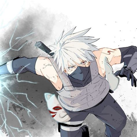 An Anime Character With White Hair And Black Pants Holding A Knife In
