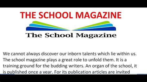 Write A Paragraph On The School Magazine In English School Magazine