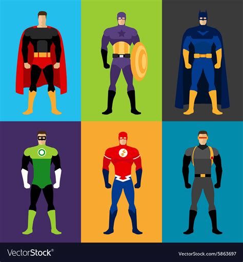 Superhero Costumes Royalty Free Vector Image Vectorstock