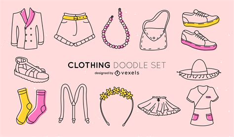 Womens Clothes And Accesories Doodle Set Vector Download