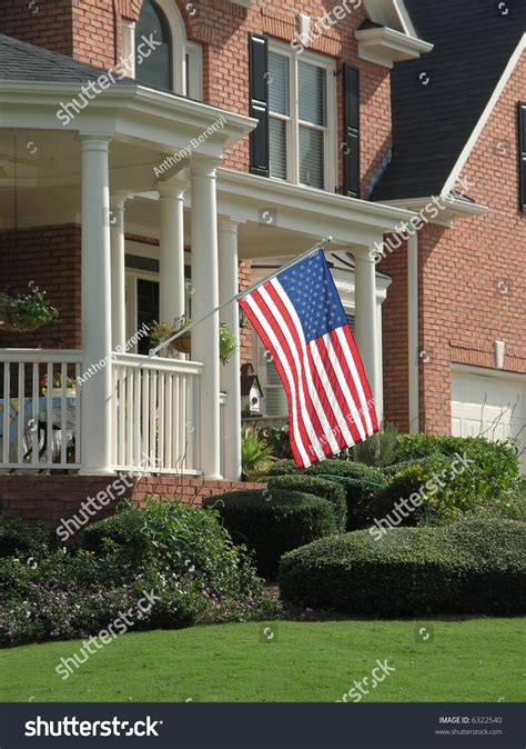 Luxury Home Exterior With American Flag Stock Photo 6322540 Shutterstock