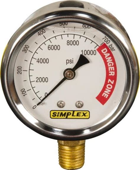 Tk Simplex 0 10000 Psi Liquid Filled Hydraulic Pressure Gauge