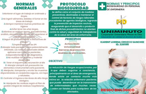 Folleto Normas Y Principios Bioseguridad En Personal De Enfermeria La Reducci N De Riesgos