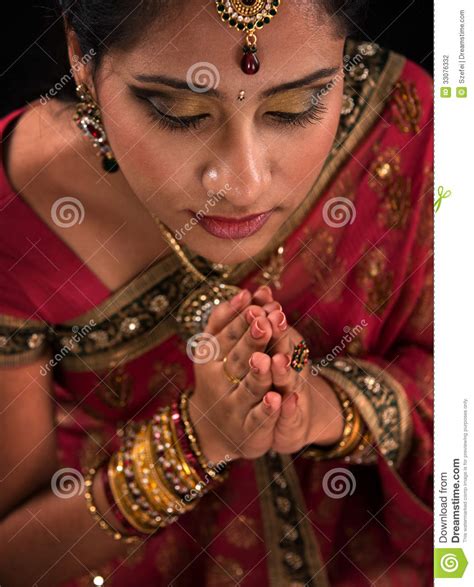 Close Up Indian Woman Prayer Stock Photo Image Of Festival Adult