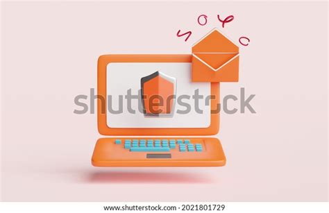 Orange Laptop Computer Shield Envelope Isolated Stock Illustration