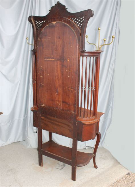Generic vasagle coat rack, solid wood coat stand, free standing hall coat tree with 8 hooks for coats, hats, bags, purses, for entryway. Bargain John's Antiques | Fancy Victorian Oak Hall Tree ...